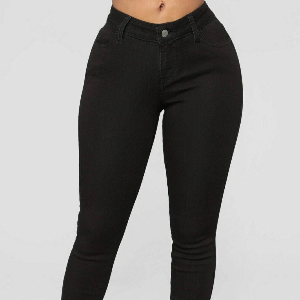 Fashion Nova FN New Black Mid Rise Skinny Jeans 7